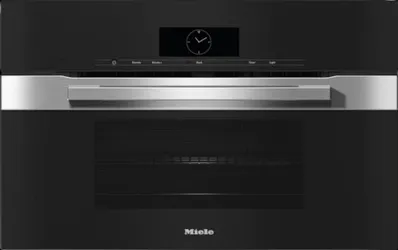 Front view of Miele H6200BMSS 24-inch speed oven 